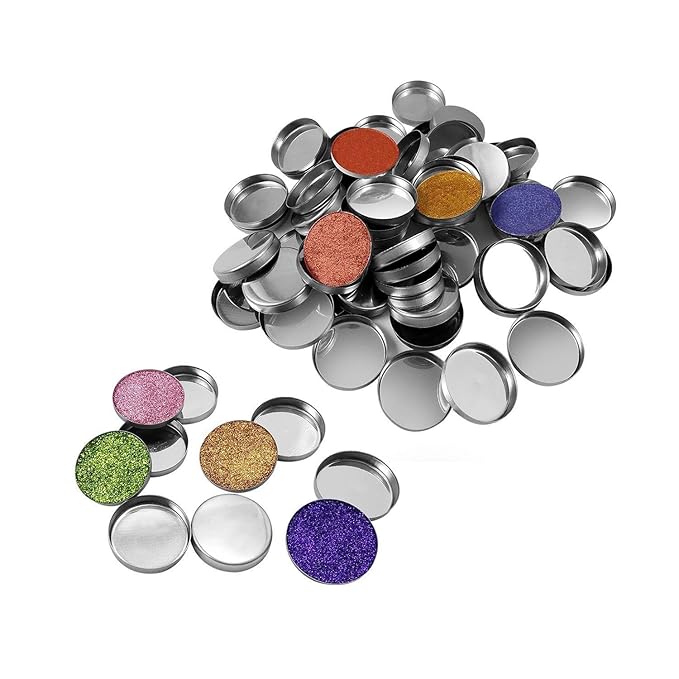 56 Pack Empty Round Metal Pans Size 26mm for Eyeshadow Palette Magnetic Makeup Palette (Height:5mm)-Velvo Beauty