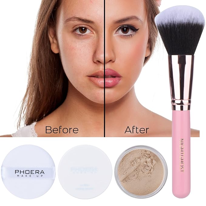 Makeup Kit for Women Included 2 Phoera Foundation SPF 20+ 30ml Matte Oil Control, 2 Kabuki Makeup Brushes, Phoera Primer, Powder Foundation, 2 Makeup Sponges (101 Porcelain + 102 Nude)-Velvo Beauty
