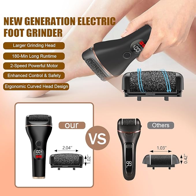 Electric Callus Remover for Feet with 17 in 1 Pedicure Kit, Rechargeable Waterproof Foot File Professional Foot Care Tools, Portable Callus Remover Kit to Remove Dead Skin Hard Skin Dry Cracks(Black)-Velvo Beauty