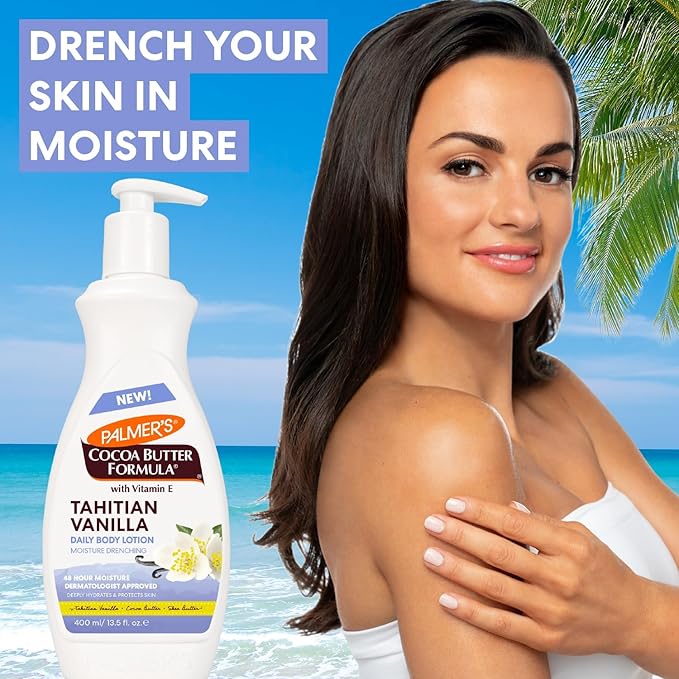 Palmer's Cocoa Butter Formula Tahitian Vanilla Body Lotion, 13.5 Oz, Daily Moisturizing Lotion for Dry Skin with Shea Butter & Vitamin E, Hydrates & Protects, Helps Provide 48-Hour Deep Moisture-Velvo Beauty