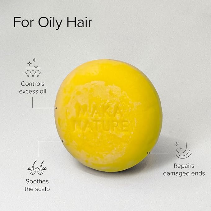 Maka Nature Low-Carbon Shampoo Bar | Korean K-Beauty Haircare with Natural Ingredients for Scalp & Hair Types | Vegan, Eco-Friendly, pH balanced, 3.35oz (Lemon)-Velvo Beauty