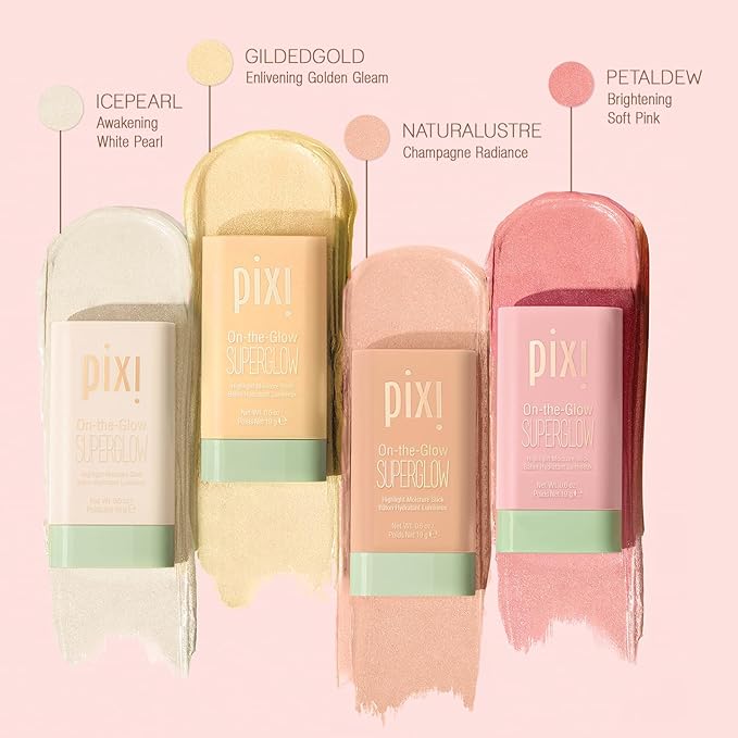 Pixi On-the-Glow SuperGlow - GlidedGold, Hydrating Gel-Cream Highlighter with Ginseng, Aloe Vera & Fruit Extracts, For Cheeks & Brow Bones, 19g / 0.6oz, Paraben-Free, Luminous Natural Highlight-Velvo Beauty
