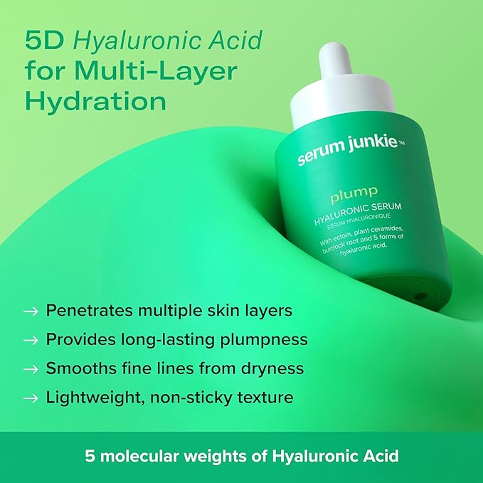 PLUMP Hyaluronic Acid Serum with 5D Hyaluronic Complex, Ectoin, Plant Ceramides, Vitamins B5 & E, Deep Hydration, Strengthens Skin Barrier, Fragrance-Free, 1 fl oz-Velvo Beauty