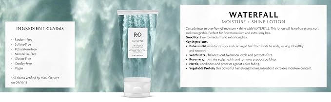 R+Co Waterfall Moisture and Shine Lotion | Lightweight Hair Hydration + Softness | Vegan + Cruelty-Free | 5 Fl Oz-Velvo Beauty