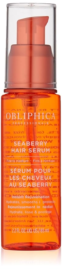 Obliphica Seaberry Leave in Hair Serum for Fine & Medium Hair - Vitamins and Omegas for Frizz Free & Nourished Hair - Hair Serum for Dry Hair and Growth - 2.2 Fl Oz-Velvo Beauty