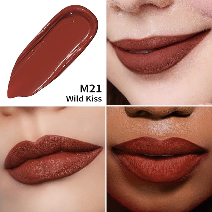 Oulac Matte Liquid Red Lipstick for Women, Orange Tone Red Long Lasting Lipstick, Waterproof Lip Stain, No Transfer, Creamy High Pigmented Formula with Vitamin E, Vegan & Cruelty-Free M21-Velvo Beauty