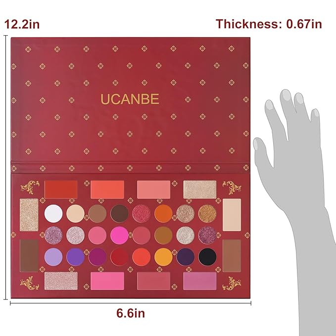 UCANBE Eyeshadow Makeup Palette, 36 Color Matte Shimmer Glitter Eye Shadow Highlighter Contour Blush Powder, High Pigmented Long Lasting Waterproof Pallet for Weddings, Celebrations & Daily Use-Velvo Beauty