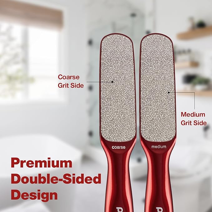 Probelle Double Sided Multidirectional Nickel Foot File Callus Remover - Immediately Reduces calluses and Corns to Powder for Instant Results, Safe Tool (Red)-Velvo Beauty