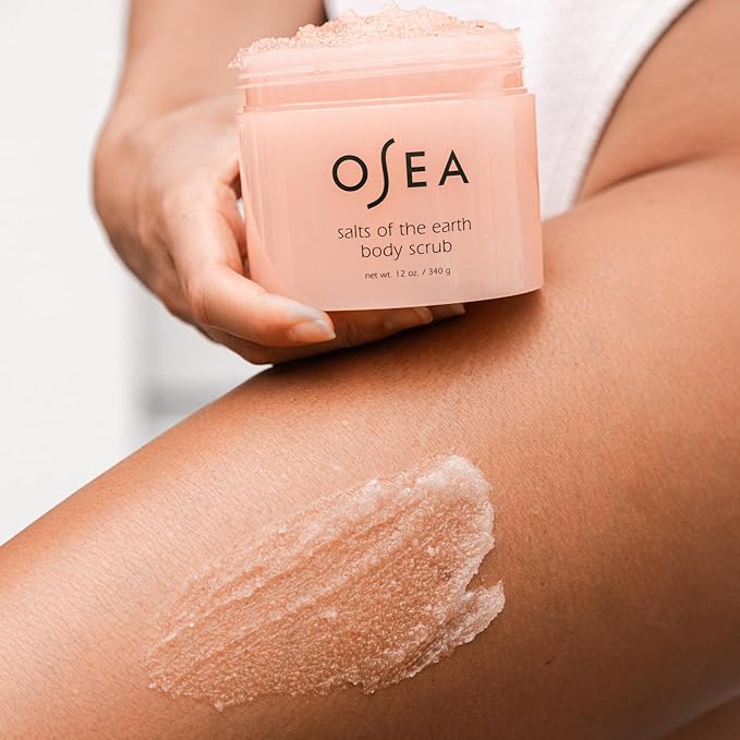 OSEA Salts of the Earth Body Scrub 12 oz - Pink Himalayan Salt Scrub - Gentle Body Exfoliation Skincare - Ideal Spa Gift for Pampering - Clean Beauty & Vegan Body Care-Velvo Beauty
