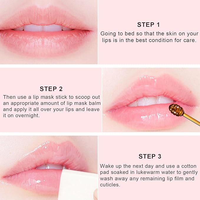 3Pcs Lip Balm Honey Pot with Stick, Honey Strawberry Apple Moisturizing and Hydrating Sleeping Lip Mask, Day and Night Repair and Care, Improve Lip Color, Reduce Lip Lines (SET C)-Velvo Beauty