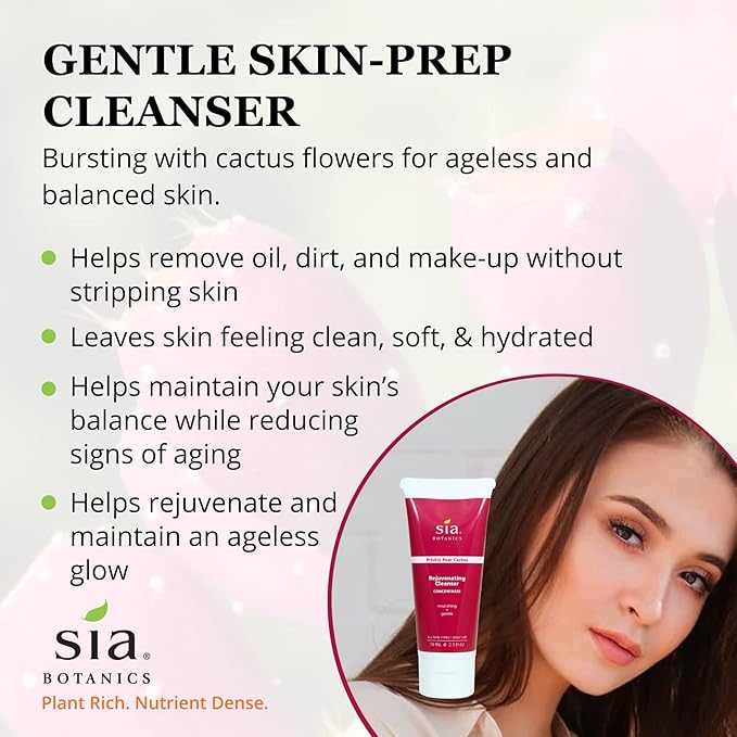 Rejuvenating Facial Cleanser (74ml/2.5oz Eco Tube) | Face Wash w/Prickly Pear, Aloe Vera, Orange Blossom | Natural, Clean, Botanical Skincare for Women-Velvo Beauty