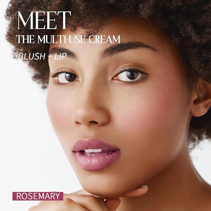 Blush Stick, Cream Blush for Cheeks and Lip Tint, Dewy Finish, Buildable & Blendable Color, Lightweight & Long-Lasting Formula| Rosemary-Mauve & Angled Blush Brush(0.53fl.oz)-Velvo Beauty