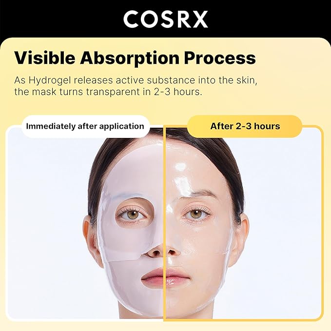COSRX Advanced Snail Mucin Glass Glow Hydrogel Face Masks Skincare 3 EA, Collagen Face Mask, Travel Essentials, Overnight Face Mask, Korean Skin Care-Velvo Beauty