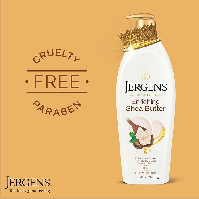 Jergens Shea Butter Hand and Body Lotion, Deep Conditioning Moisturizer, 3X More Radiant Skin, with Pure Shea Butter, Dermatologist Tested, 26.5 Oz-Velvo Beauty