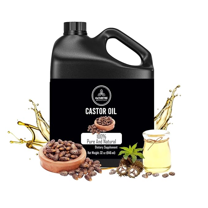 Naturevibe Botanicals Castor Oil 32 Ounces | 100% Pure and Natural | Great for Skin Care and Hair Care | Hexane Free Unrefined Oil for Enhanced Eyebrows and Eyelashes 32 Fl Oz | 946ml-Velvo Beauty