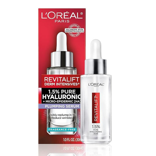 L'Oreal Paris Revitalift 1.5% Pure Hyaluronic Acid Serum for Face, Anti Aging Serum to Hydrate Skin & Reduce Wrinkles, Fragrance Free Skin Care for All Skin Types, 1 Oz-Velvo Beauty