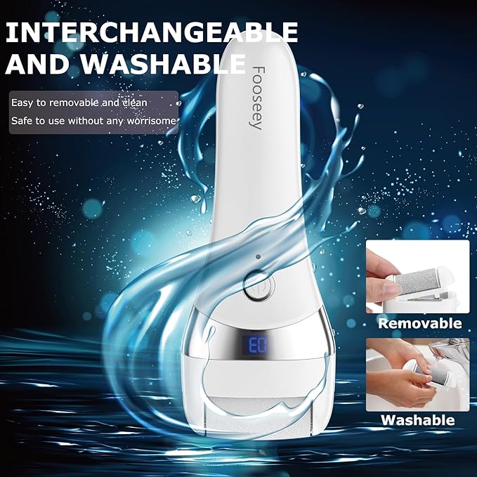 Upgraded Electric Foot Callues Remover, Portable Electric Foot Files with 3 Heads, Rechargeable Feet File for Foot Care, Waterproof Deadskin Remover, Pedicure Tool for Dry and Crack Feet-Velvo Beauty