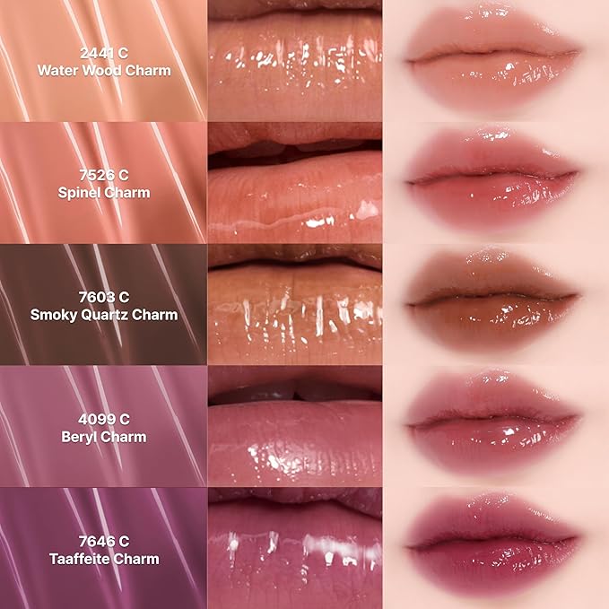 ENTROPY Makeup 2-in-1 Charm Shiny Glowy Lip & Cheek Gloss Tint Keychain, High Pigment Glossy Lip Color & Plumping Gloss, C5 Amber Charm-Velvo Beauty