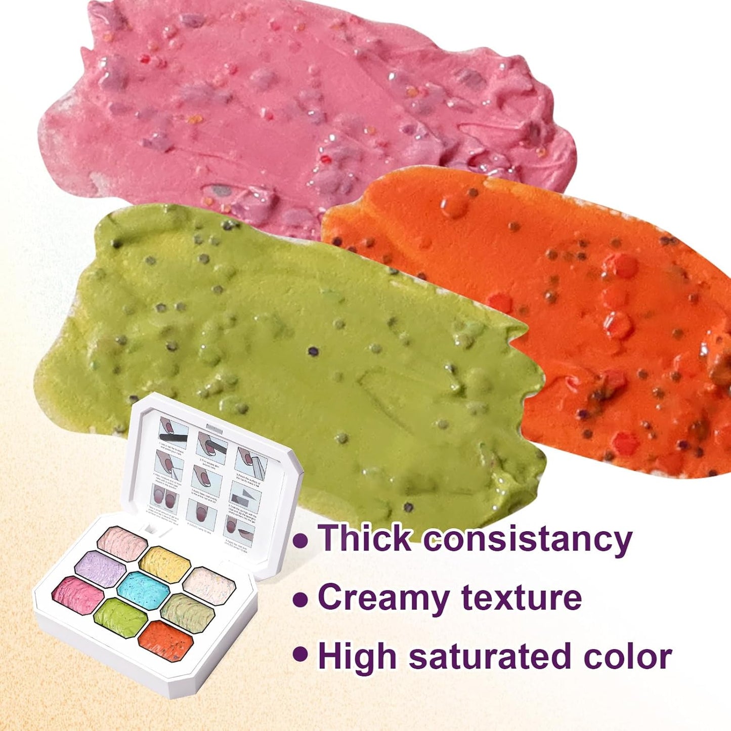 Gradient Painting Gel, 9 Colors Ombre Gel Nail Polish for 3D Sculpture Gel comes with Dotted Decorations Aura Nails French Manicure Soak Off UV Long-lasting Home Salon DIY Candy Cane Cream-Velvo Beauty