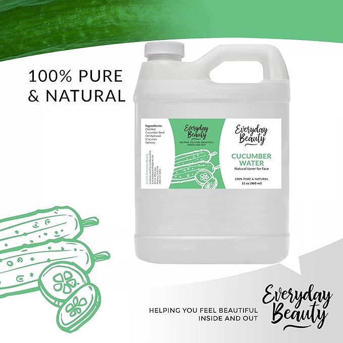 Cucumber Hydrosol Bulk - 32 oz All Natural Hydrating Spray Mist for Face and Hair - 100% All Natural Cucumber Water-Velvo Beauty