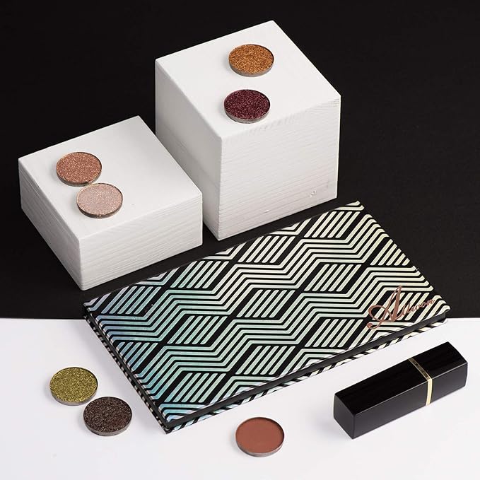 Magnetic Palette Black Empty Makeup Palette with Mirror and 20Pcs Adhesive Empty Palette Metal Stickers for Eyeshadow Lipstick Blush Powder-Velvo Beauty