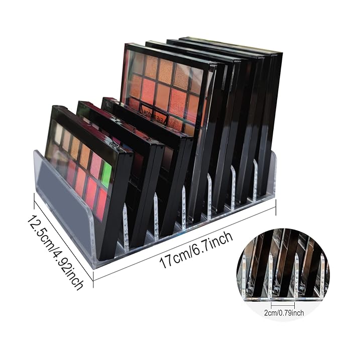 Acrylic Clear Eyeshadow Palette Organizer 7 Sectons Makeup Palette Organizer for Bathroom Countertops,Vanities-Velvo Beauty