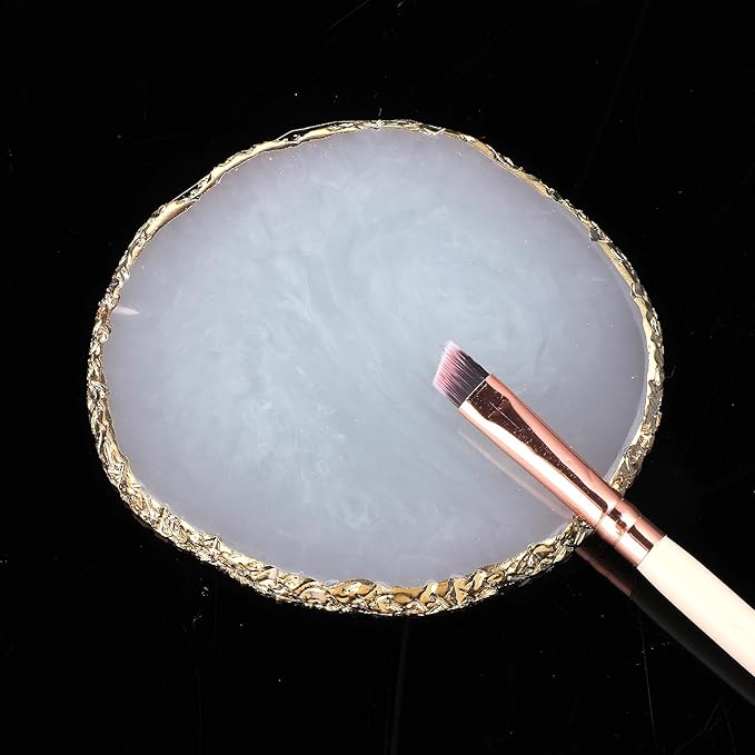 Resin Nail Art Palette Gold Edge Nail Holder Heart Shaped Color Makeup Foundation Mixing Tools Display Board Gel Nail Art Color Mixing Palette Painting Tray Manicure Tool (Irregular White)-Velvo Beauty