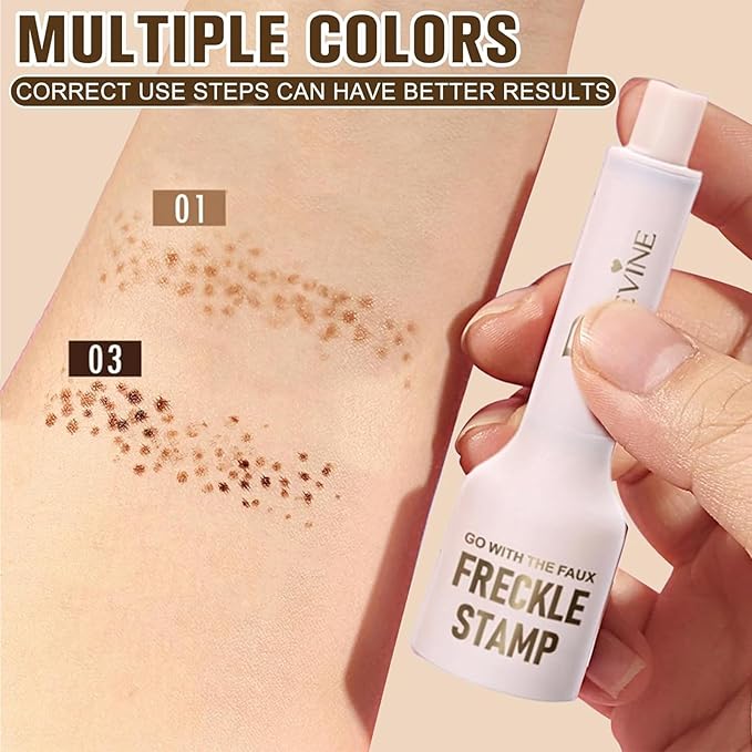 Freckle Stamp - Freckle Pen Waterproof, Long Lasting Fake Freckles, Quick Dry 5-Point Faux Freckles Stamp Cushion Stain Marker in One Press Natural and Lifelike Sunkissed Pencil Tool Makeup (#1-Light)-Velvo Beauty