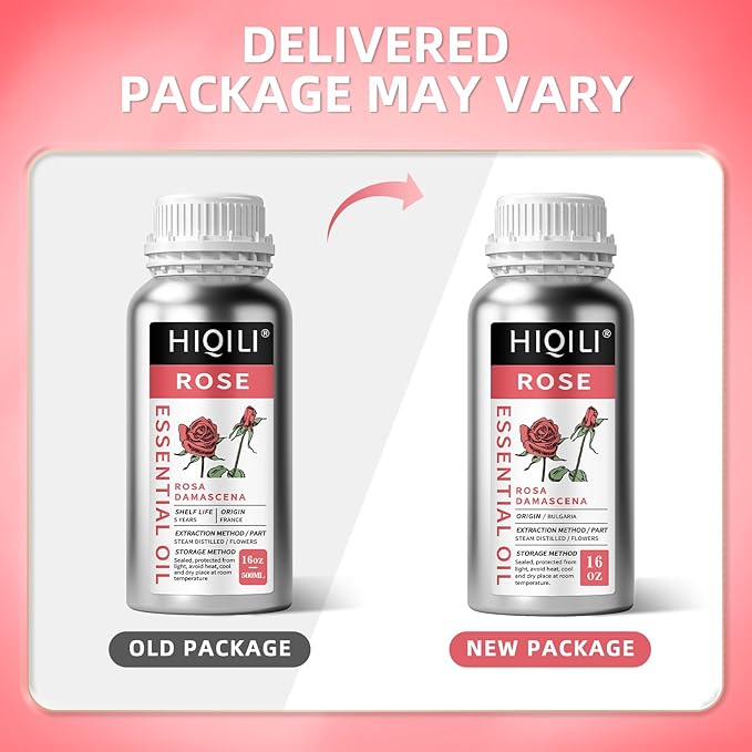 HIQILI Rose Essential Oil for Diffuser, Soap, Perfume & Candle Making - 16 Fl Oz-Velvo Beauty
