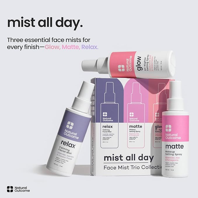 Face Mist Trio Collection – Hydrating Facial Mist Spray for Glowing Skin – Rosewater, Lavender & Hyaluronic Acid – Makeup Setting & Refreshing Face Spray Mist-Velvo Beauty
