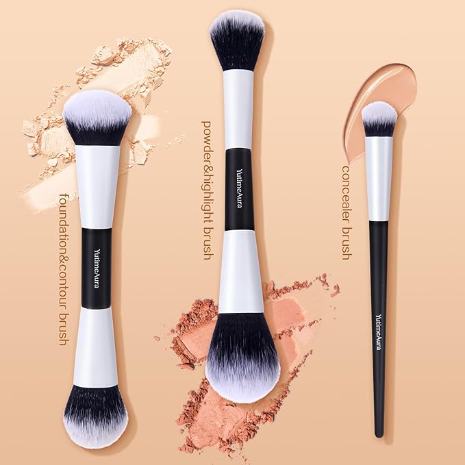 Makeup Brush Set 10pc, Dual-Ended Makeup Brushes For Bronzer, Contour, Eyeshadow, Blush, Concealer, Foundation-Velvo Beauty