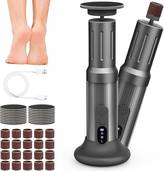 Electric Foot Callus Remover Cordless Electric Foot Filer Kit with 6Speeds Chagring Dock Callus Remover for Women Men Feet and Nail(Black)-Velvo Beauty
