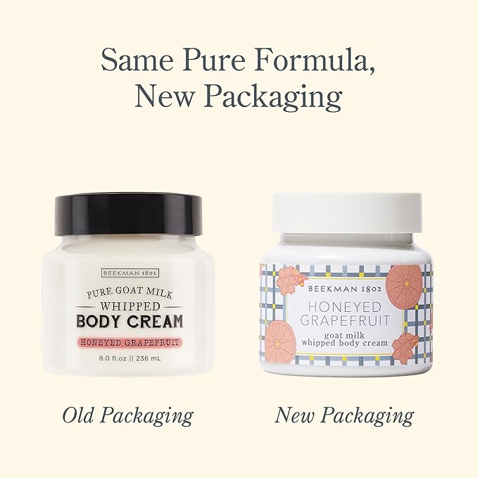 Beekman 1802 Whipped Body Cream, Honeyed Grapefruit - Scented - 8 oz - Intensely Hydrating & Softens Skin - With Goat Milk - Good for Sensitive Skin - Cruelty Free-Velvo Beauty