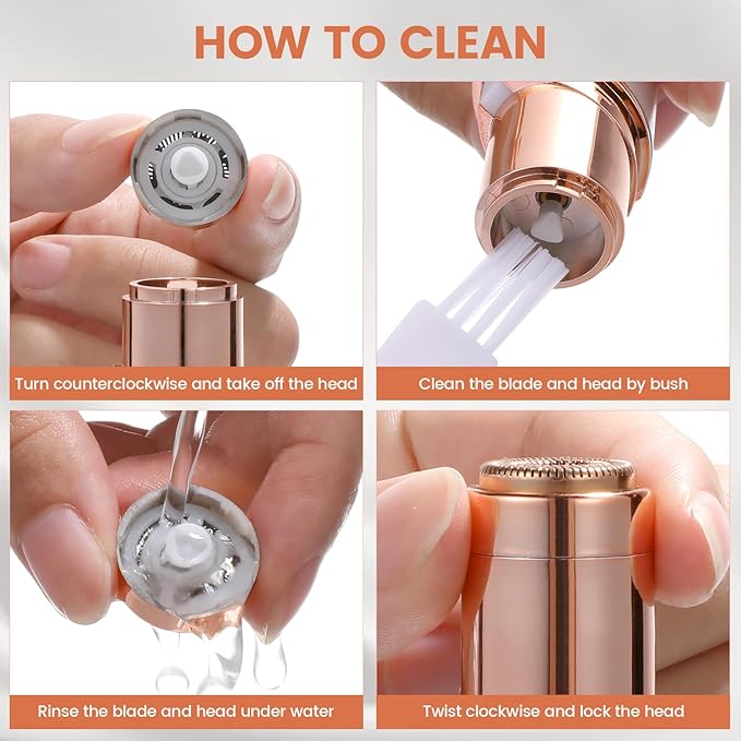 Facial Hair Remover for Women- as Seen on TV Painless Face Shaver -Mini Hair Remover, Electric Razor Shaver Portable Bikini Epilator for Lips, Chin(White+2 Heads)-Velvo Beauty