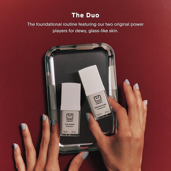 The U Beauty Duo - Resurfacing Compound & SUPER Hydrator Set - Vitamin C & E, Retinol, Hyaluronic Acid - Moisturizing Face Serum Duo for Smooth, Hydrated and Softer Skin, Set of 2 1.7 fl oz-Velvo Beauty