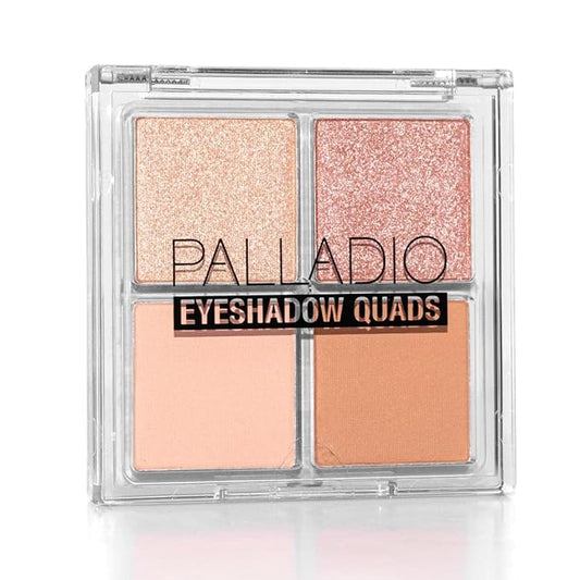 Palladio Eyeshadow Quads, Velvety Pigmented Blendable Matte, Metallic & Shimmer Finishes, Creamy Formula, Four Way Quad Eye Shadow Palette, Talc-Free (Honey Pie)-Velvo Beauty