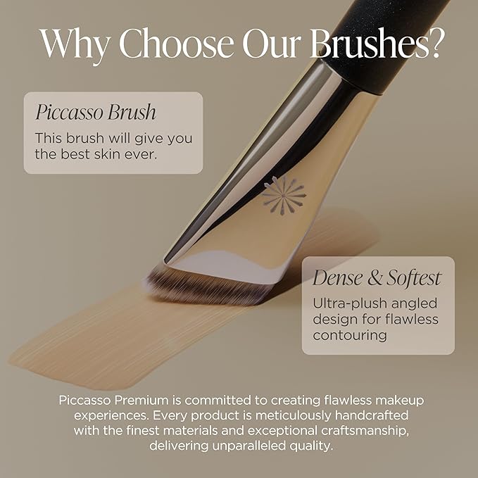 Piccasso FB33 Foundation Brush – Tapping Cover Brush for Liquid & Cream Foundation, Fills Pores with Soft Bristles for Smooth and Flawless Face Makeup, Professional Korean Beauty Tool-Velvo Beauty