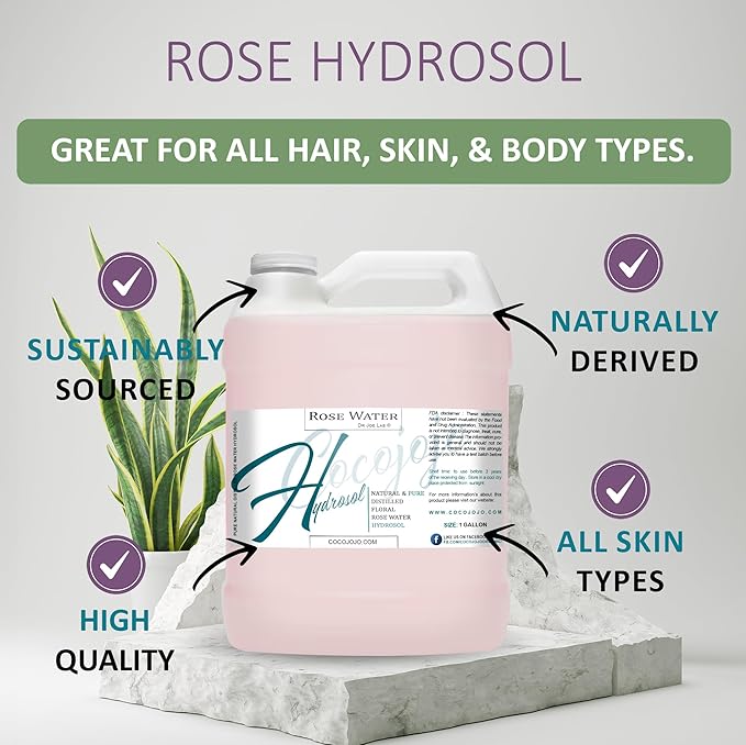Dr Joe Lab White Rose Water Hydrosol - Natural Distilled Bulgarian Non-GMO Vegan Hydrating Toning Spray Mist Face Hair Skin Pores Locs Dreads - Packaging May Vary (1 Gallon)-Velvo Beauty