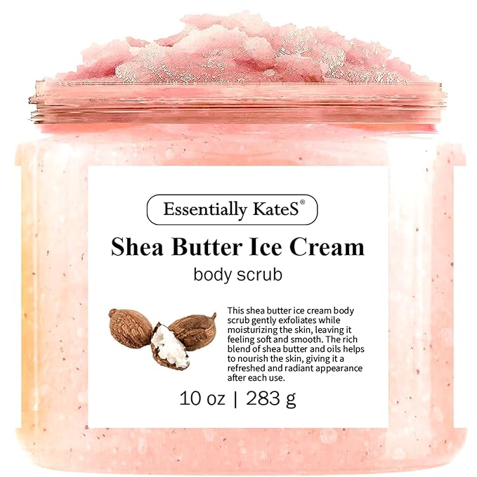 Shea Butter Ice Cream Body & Foot Scrubs 10 Oz - a Soft Serve Texture with a Nice soothing and Moisturizing Effect. Scent is Beautiful - The best stocking stuffer.-Velvo Beauty