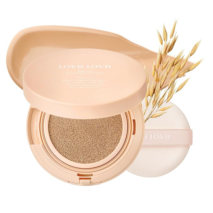 Natural Cover Glow Cushion Foundation | Korean Foundation Makeup | Long-Lasting Buildable Coverage | Lightweight and Moisturizing | Flawless Finish 0.42oz (23N Natural Beige)-Velvo Beauty