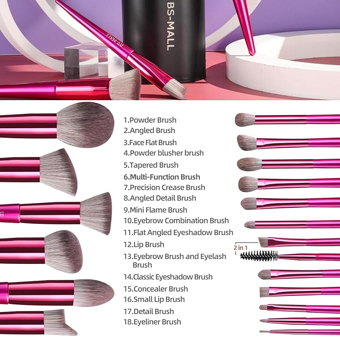 BS-MALL Makeup Brush Set 18 Pcs Premium Synthetic Foundation Powder Concealers Eye shadows Blush Makeup Brushes with black case-Velvo Beauty
