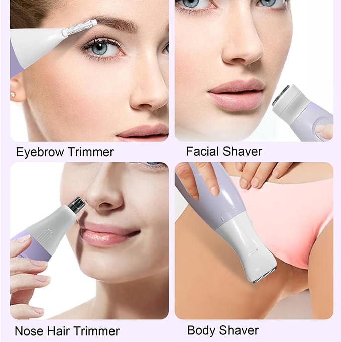 Electric Razors for Women, Bikini Trimmer for Women, Multifunction 5 in 1 Lady Shaver Kit for Face Nose Eyebrow Arms Armpit Legs Pubic Area-Velvo Beauty