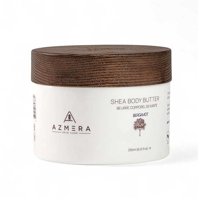 AZMERA Handcrafted Whipped Shea Body Butter – Luxurious Moisturizer for Dry, Sensitive Skin with Bergamot, Argan Oil & Vitamin E – Vegan, Non-Greasy Skincare – 8.82 oz-Velvo Beauty