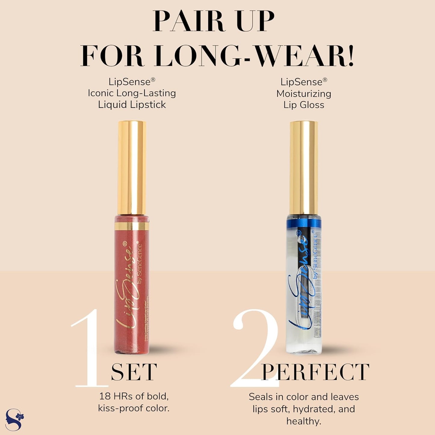 SeneGence LipSense Fly Girl Liquid Lipstick and Glossy Clear Lip Gloss Duo – 18HR Wear, Hydrating, Waterproof, Transfer-Proof-Velvo Beauty