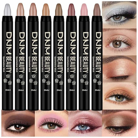 evpct 8Pcs Cream Eye Shadow Brightener Sticks Set for Eyes, Silver Champagne Golden Rose Sand Bronze Gold Orchid Pink Deep Mauve Shimmer Matte Pencil Eye shadow Crayon Applicator Stick Palette Makeup-Velvo Beauty