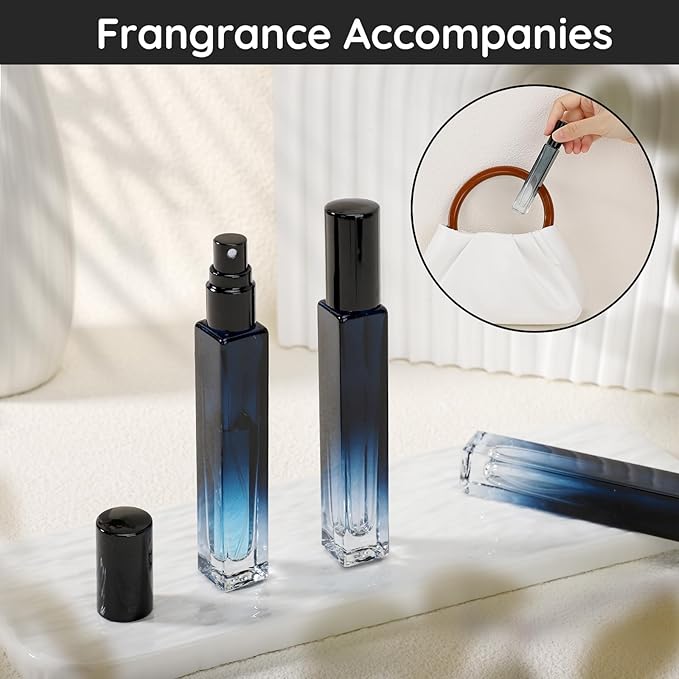 Segbeauty 10ml Perfume Refillable, 2pcs Mini Atomizer Sprayer for Toiletries, Empty Glass Spray Bottles with Refill Tool Kit - Gradient Blue-Velvo Beauty