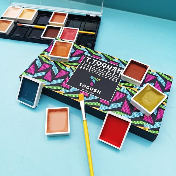 Alcohol Activated Makeup Palette for FX Makeup with Makeup Egg Mimic Wound Sponge Cleaning accessories 12 Colors-Velvo Beauty