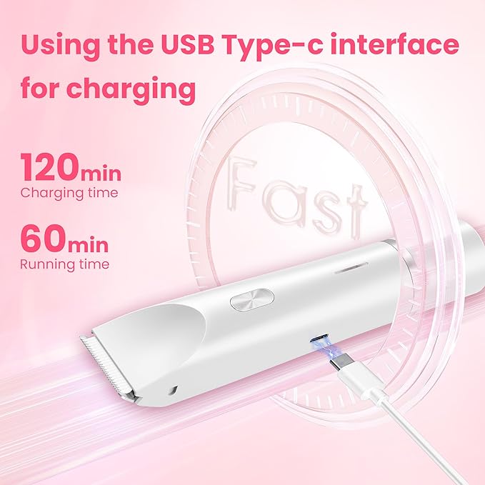Bikini Trimmer for Women-2 in 1 Electric Razors for Women,USB Rechargeable Bikini Electric Shaver,IPX7 Waterproof Dry & Wet Use Body Hair Trimmer and Facial Hair Remover for Underarm Leg Body,White-Velvo Beauty