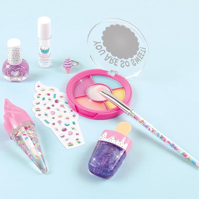 Make It Real: Candy Shop Cosmetic Set - 9 pcs, Vanilla & Strawberry Scented Cosmetics, Ice-Cream Shaped Glosses, Beauty Kit, Tweens, Girls & Kids Ages 8+-Velvo Beauty