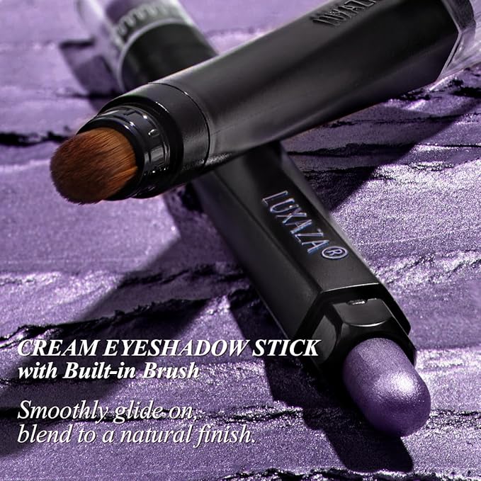Neutral Eyeshadow Stick Makeup 6PCS Set, Pink and Purple Metallic Shimmer Matte Cream Eye Shadow Eyeliner Brightener Pencil Crayon - PURPLE MARTINI-Velvo Beauty